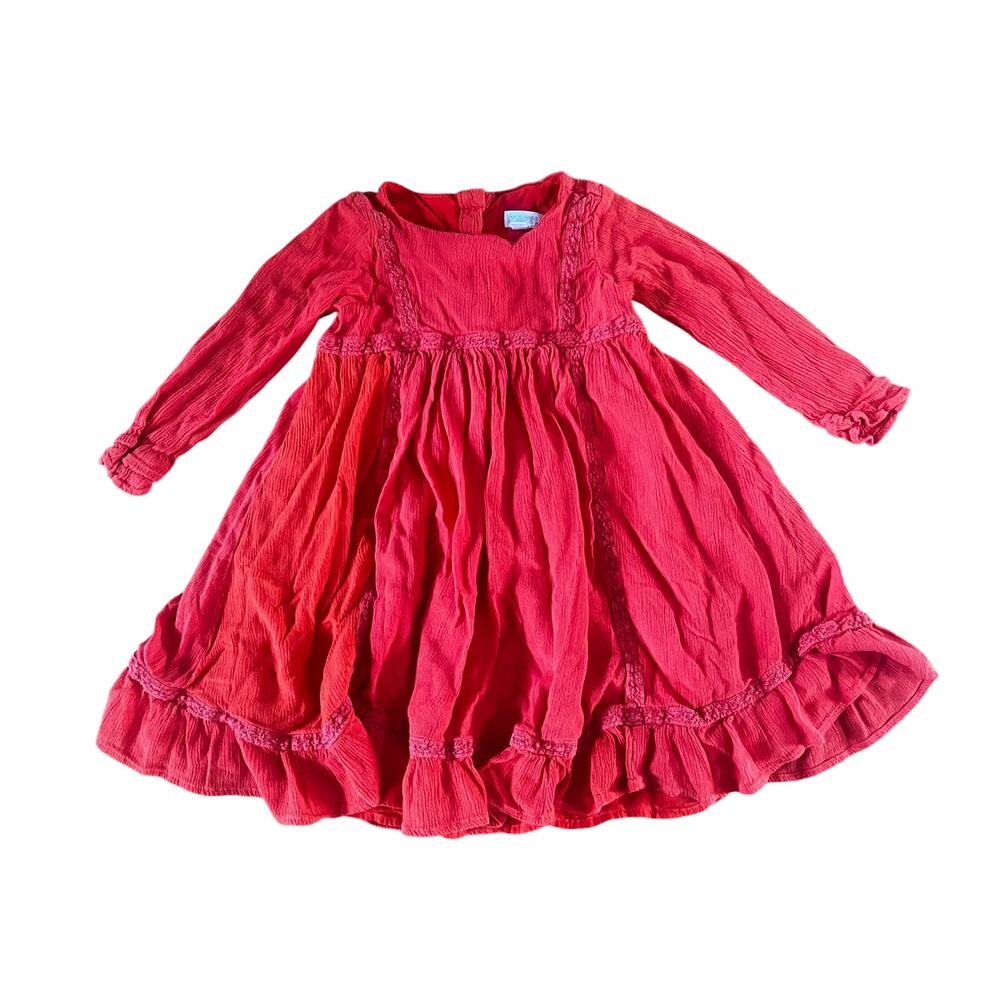 GYMBOREE Forest Fox Red Gauze Crochet Boho Dress | Girls 2T - Picture 1 of 4